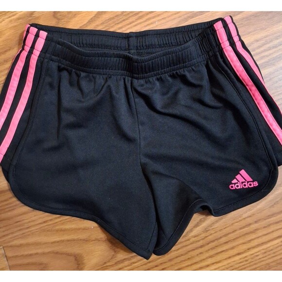 Girls Adidas Shorts pink and black size 7/8 - Picture 1 of 4